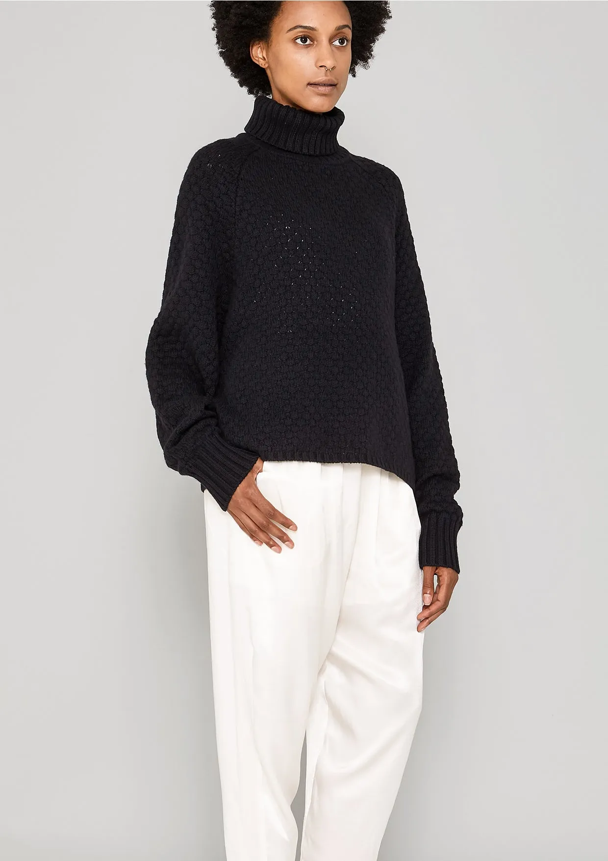 SWEATER TURTLENECK - KNIT PEARL black
