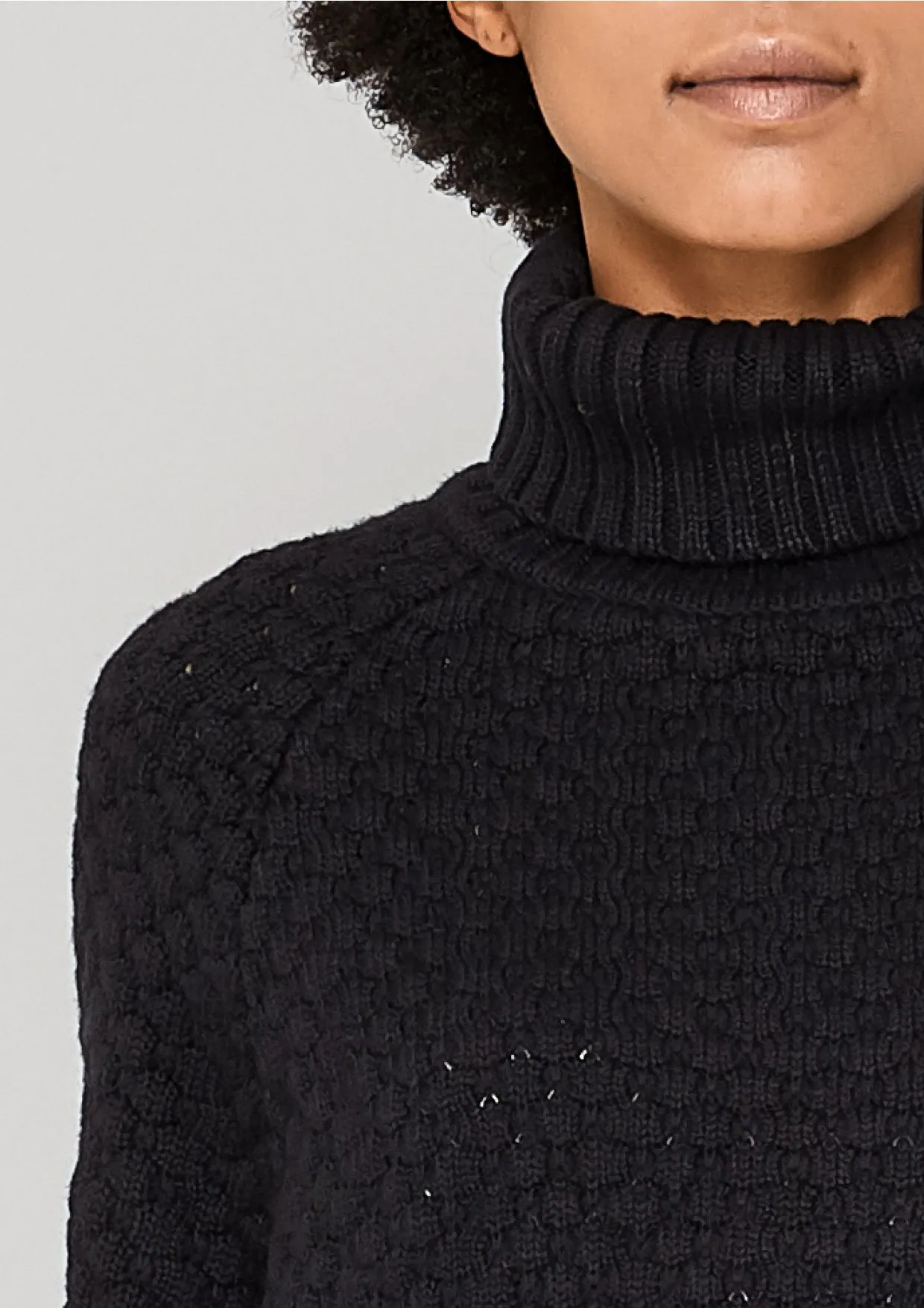 SWEATER TURTLENECK - KNIT PEARL black