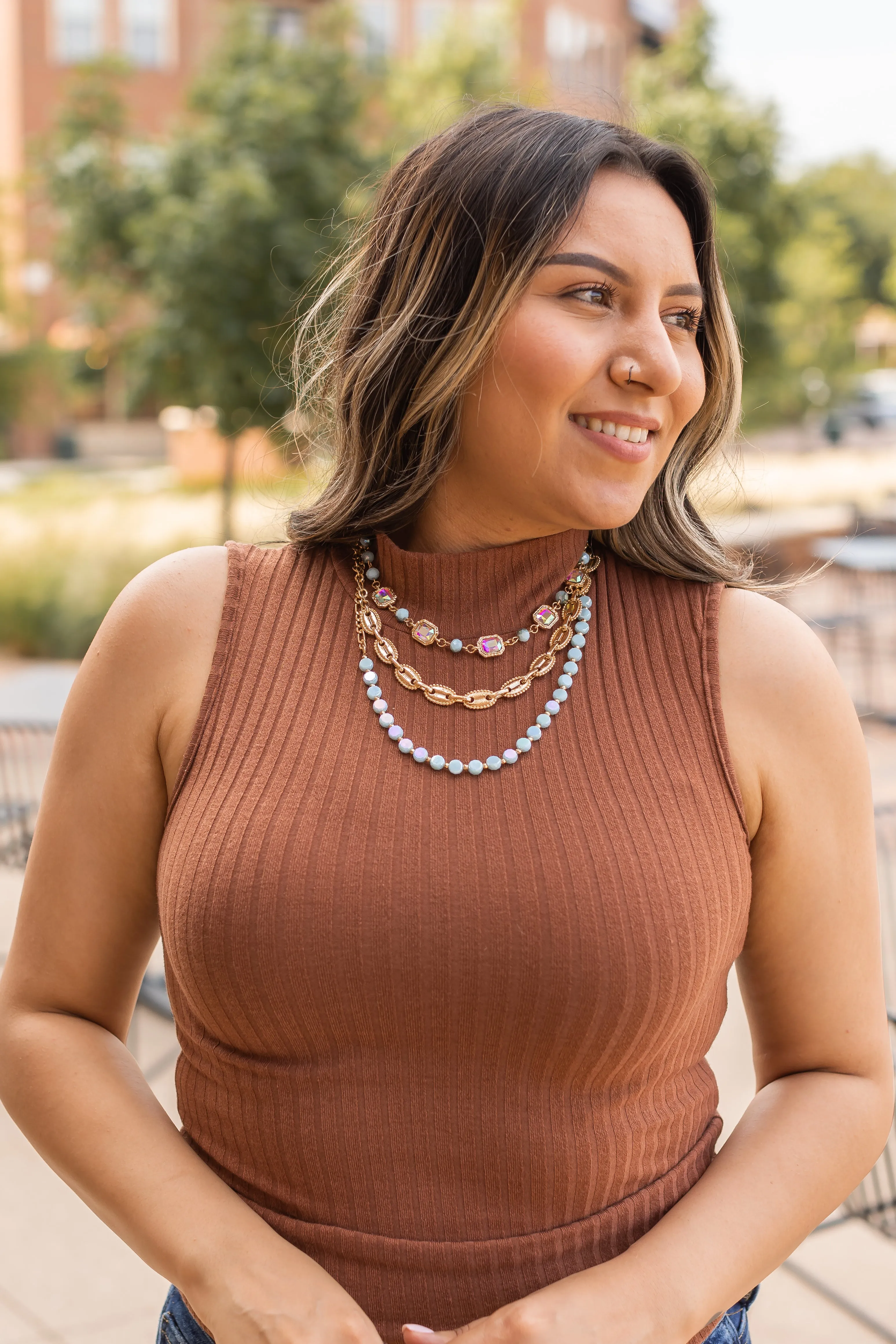 The Portia Sleeveless Turtleneck, Brown