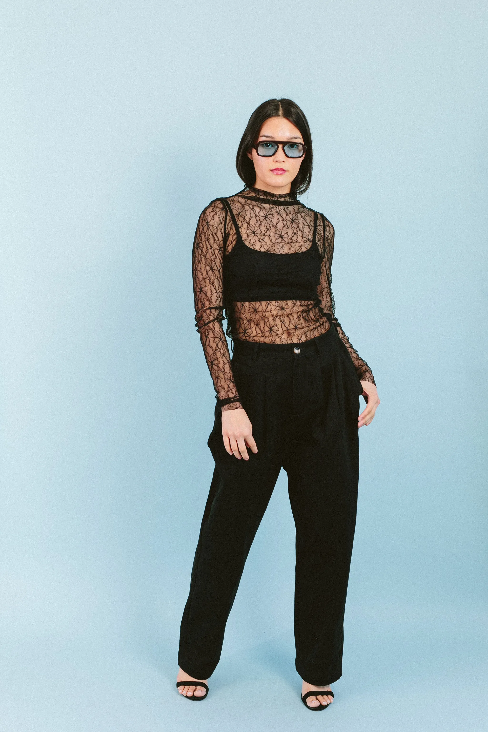 Turtleneck Lace Top (Black)