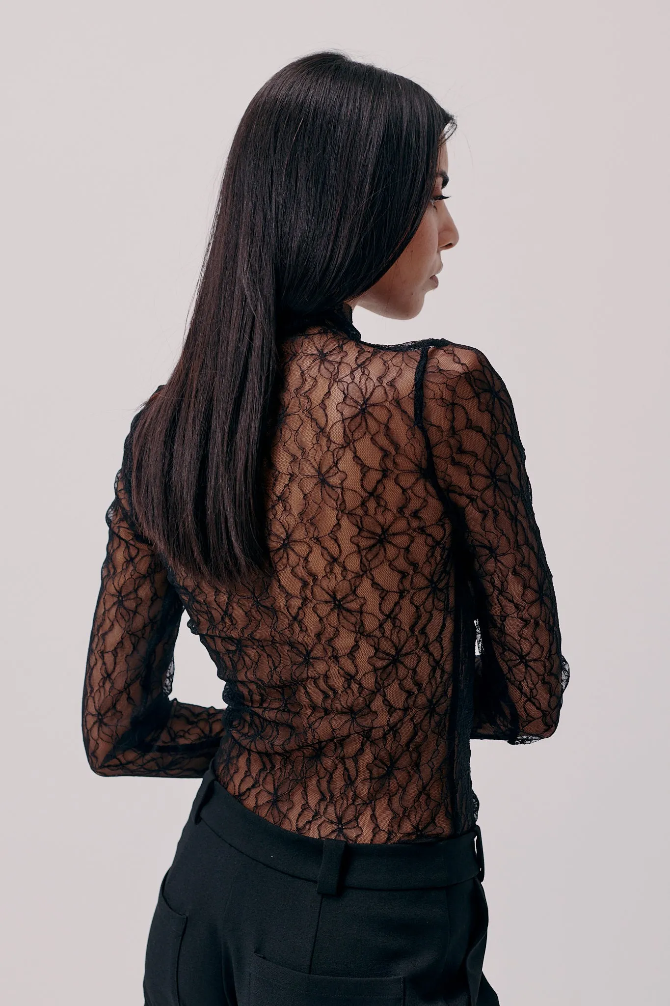 Turtleneck Lace Top (Black)