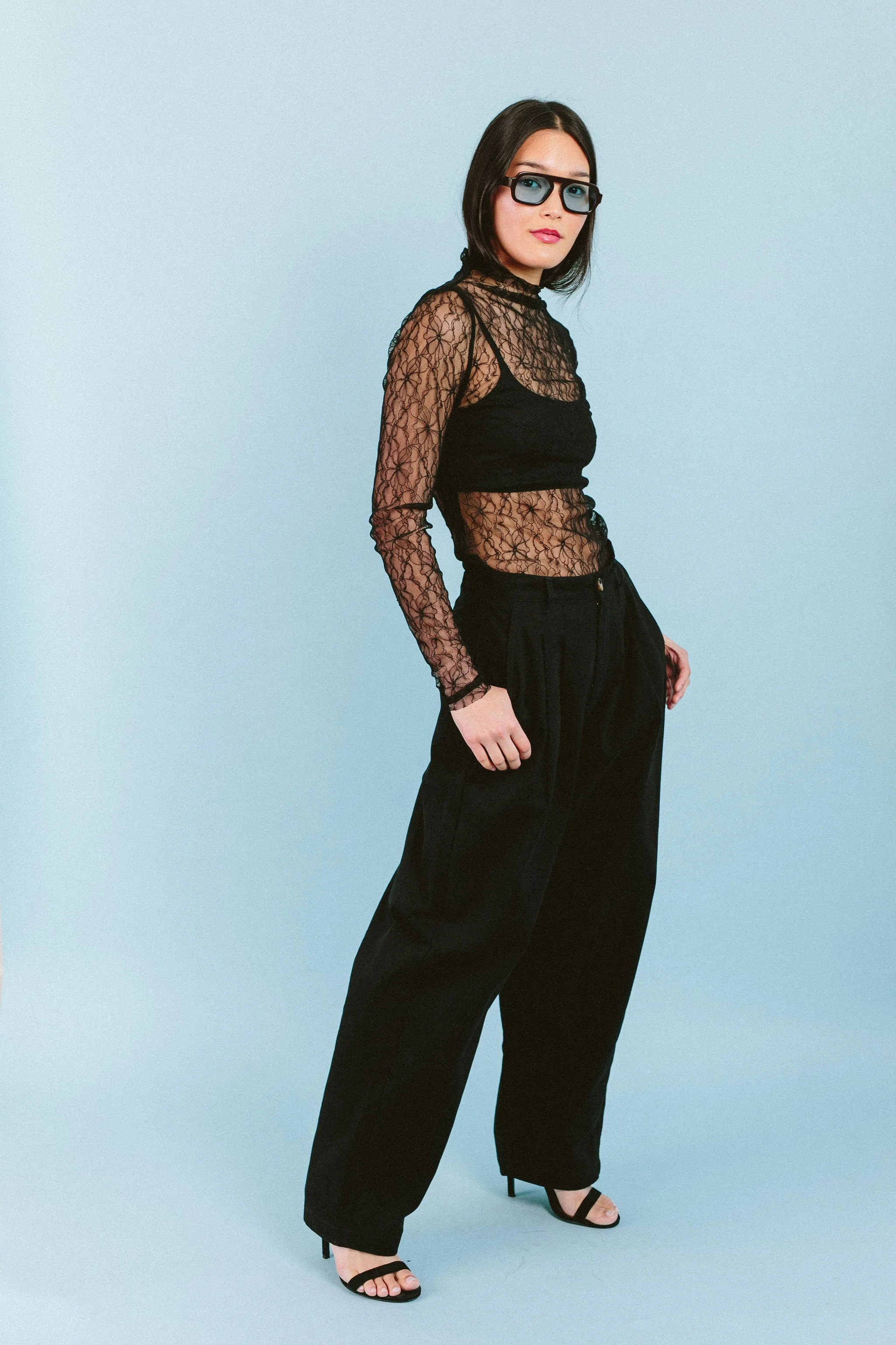Turtleneck Lace Top (Black)