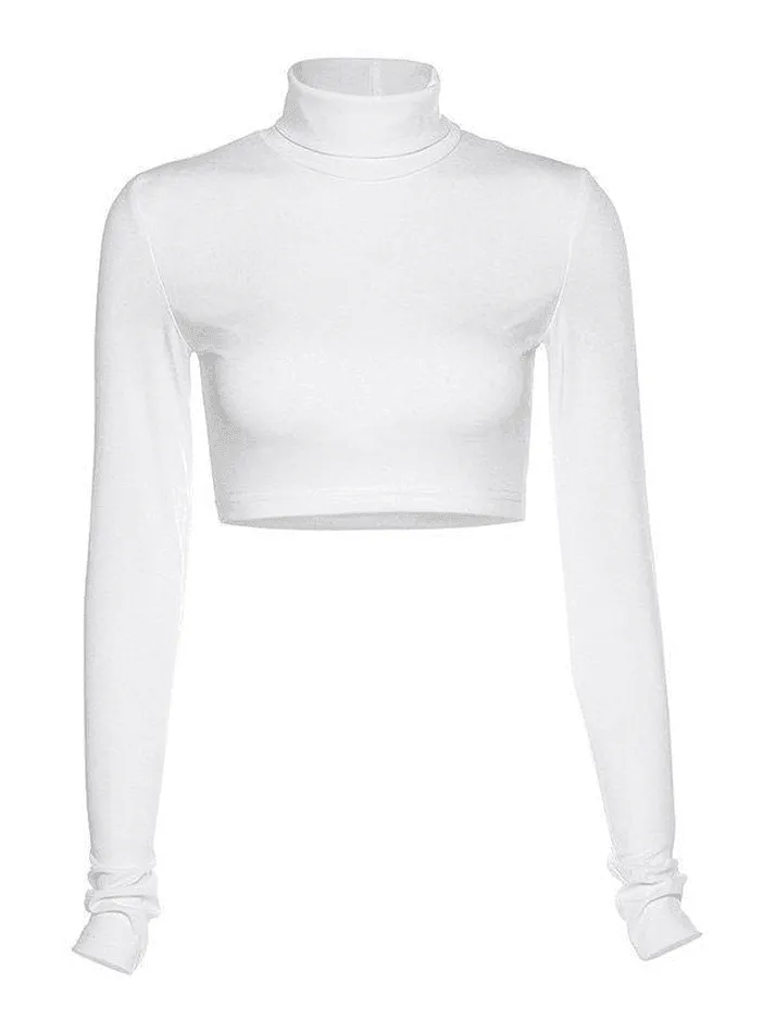 Turtleneck Long Sleeve Crop Top