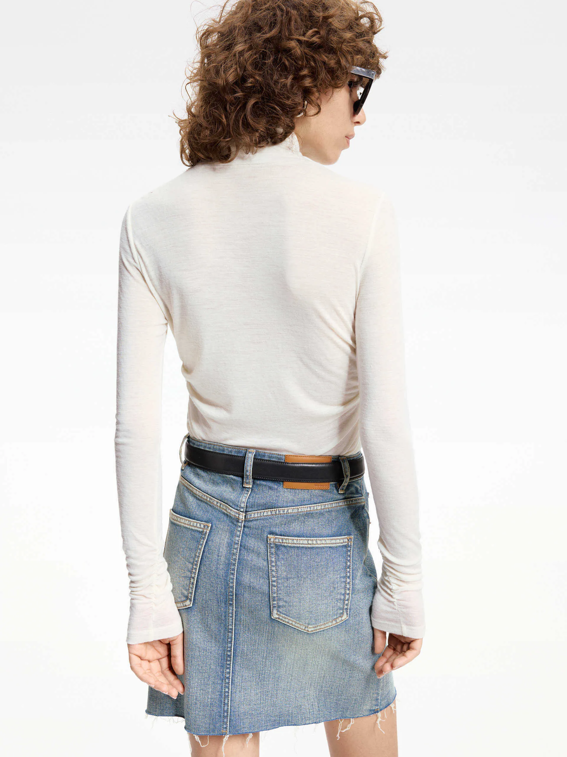 Turtleneck Pleated Detail Top