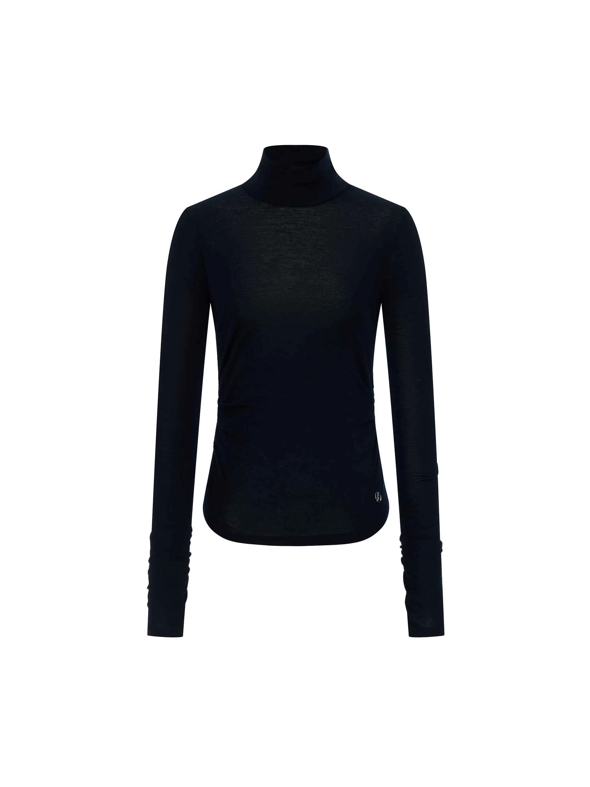 Turtleneck Pleated Detail Top