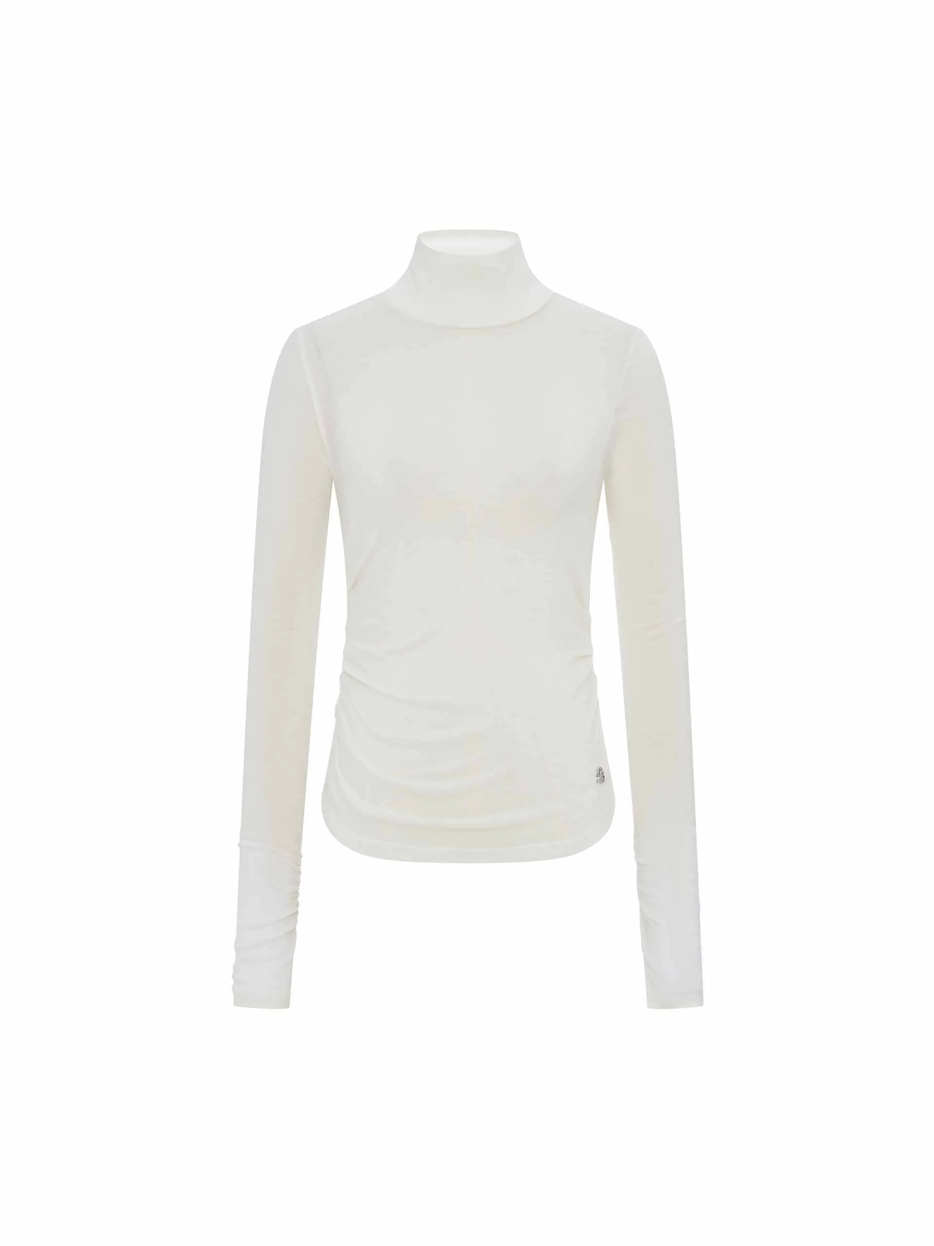 Turtleneck Pleated Detail Top