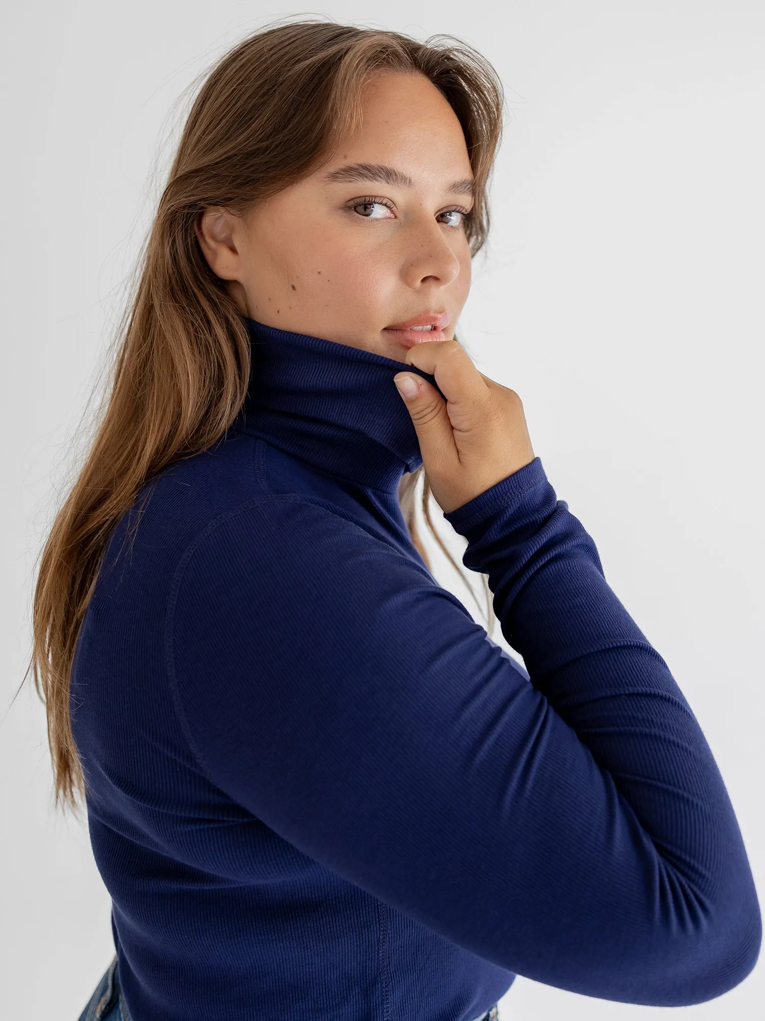 Turtleneck, Ribbed Navy