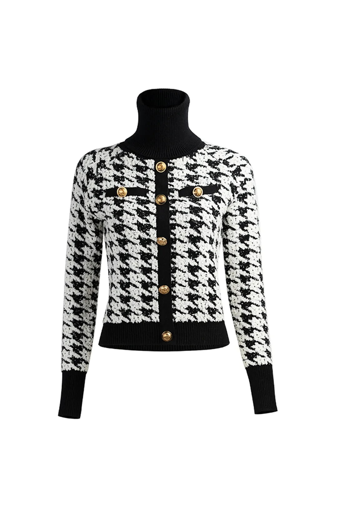 Turtleneck wool top | Houndstooth top | Street top