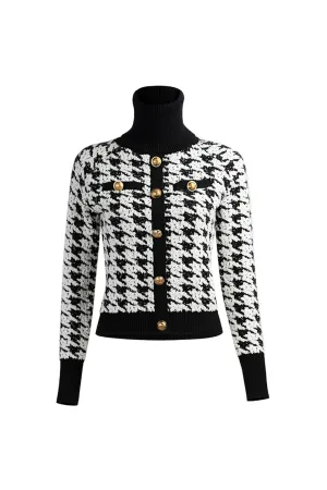 Turtleneck wool top | Houndstooth top | Street top
