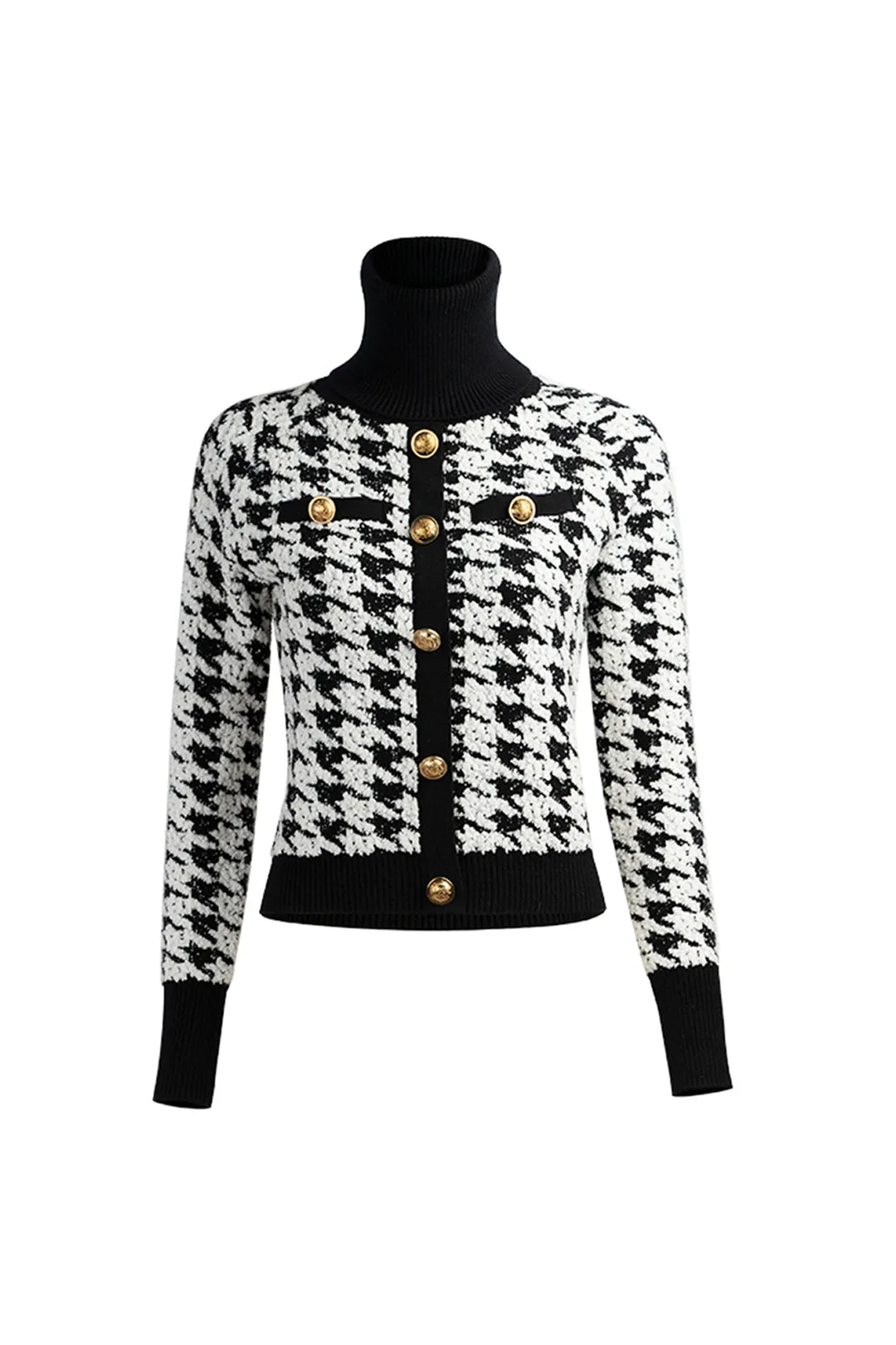 Turtleneck wool top | Houndstooth top | Street top