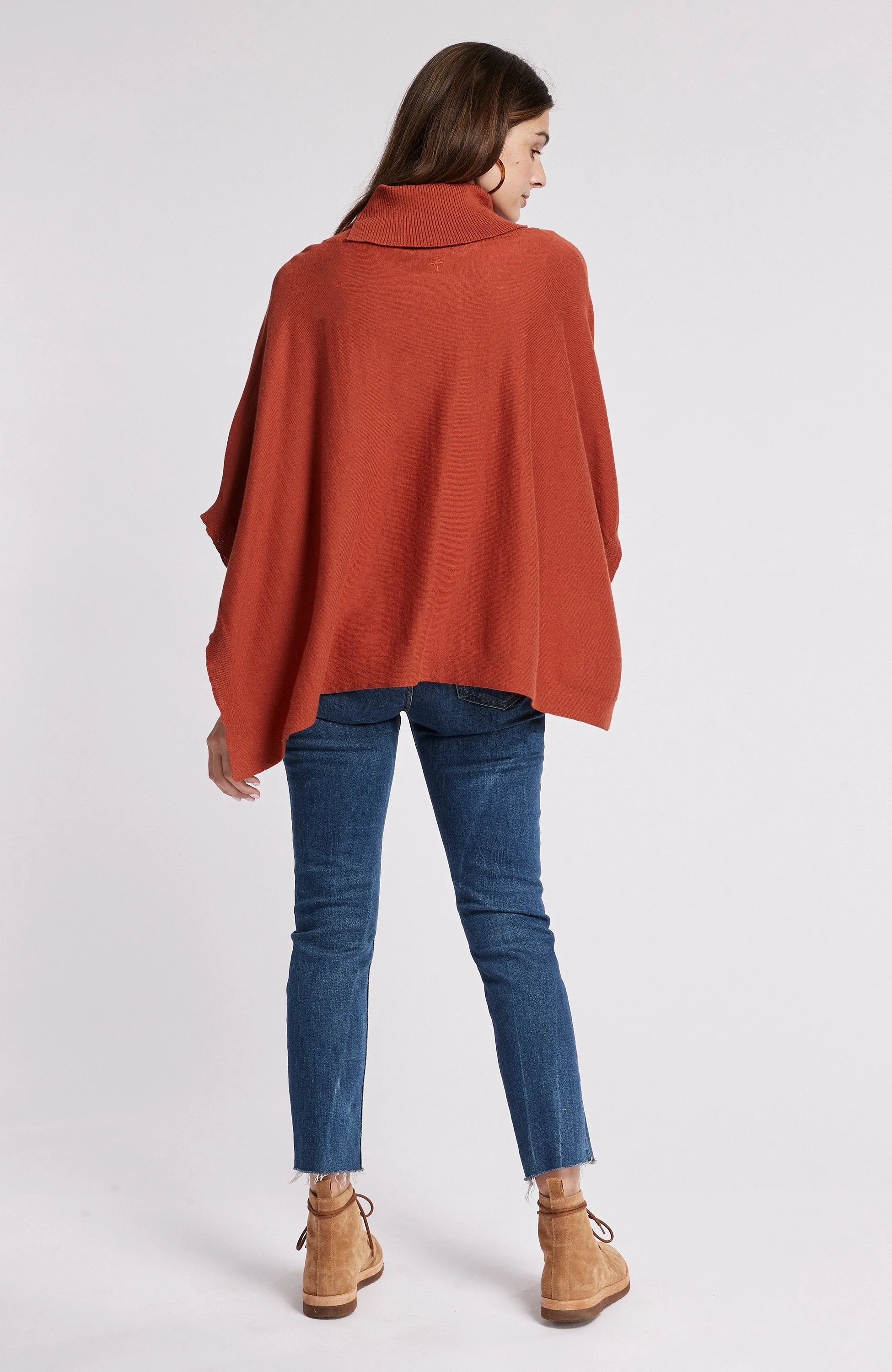 Tyler Boe Cotton Cashmere Turtleneck Capelet Brick