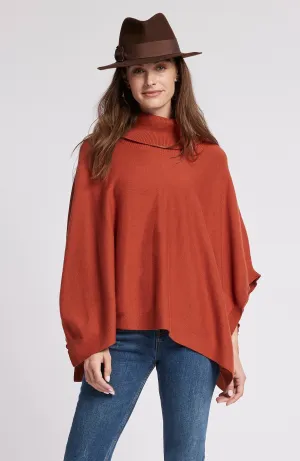 Tyler Boe Cotton Cashmere Turtleneck Capelet Brick