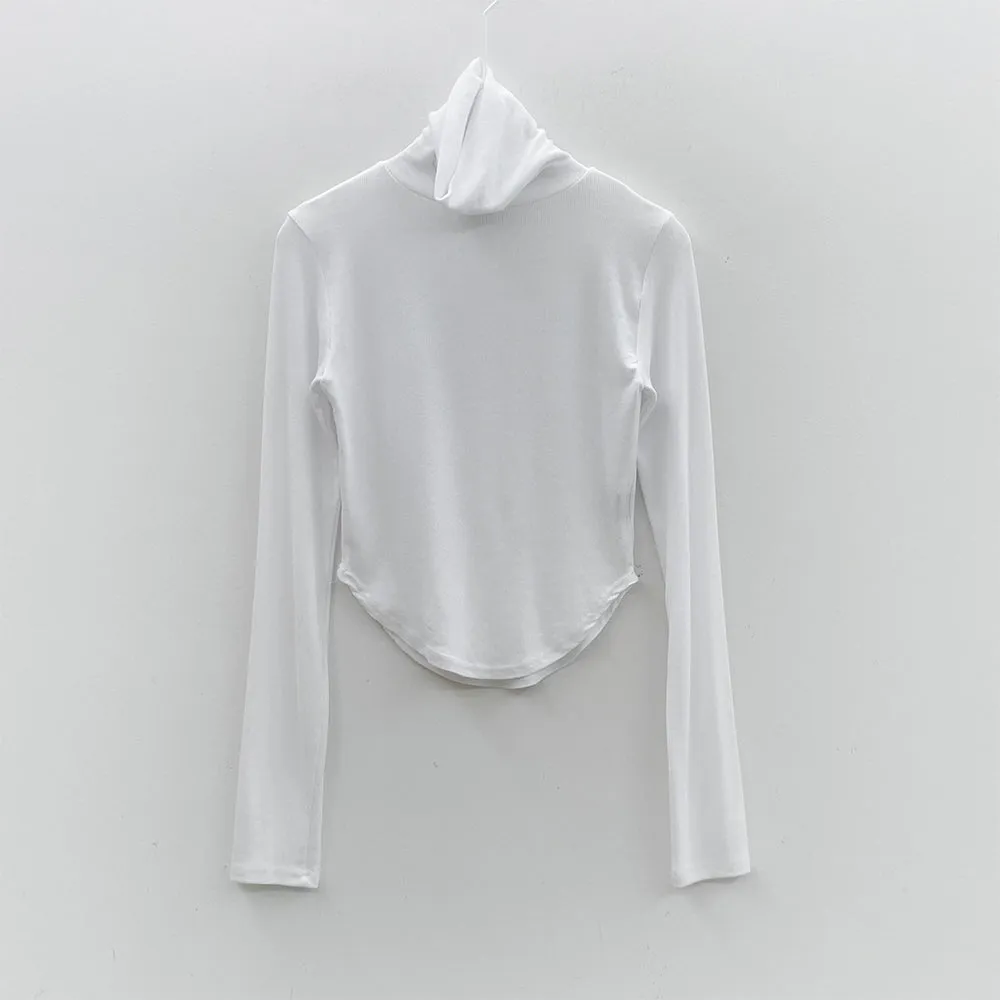 Unbalanced Hem Turtleneck Top