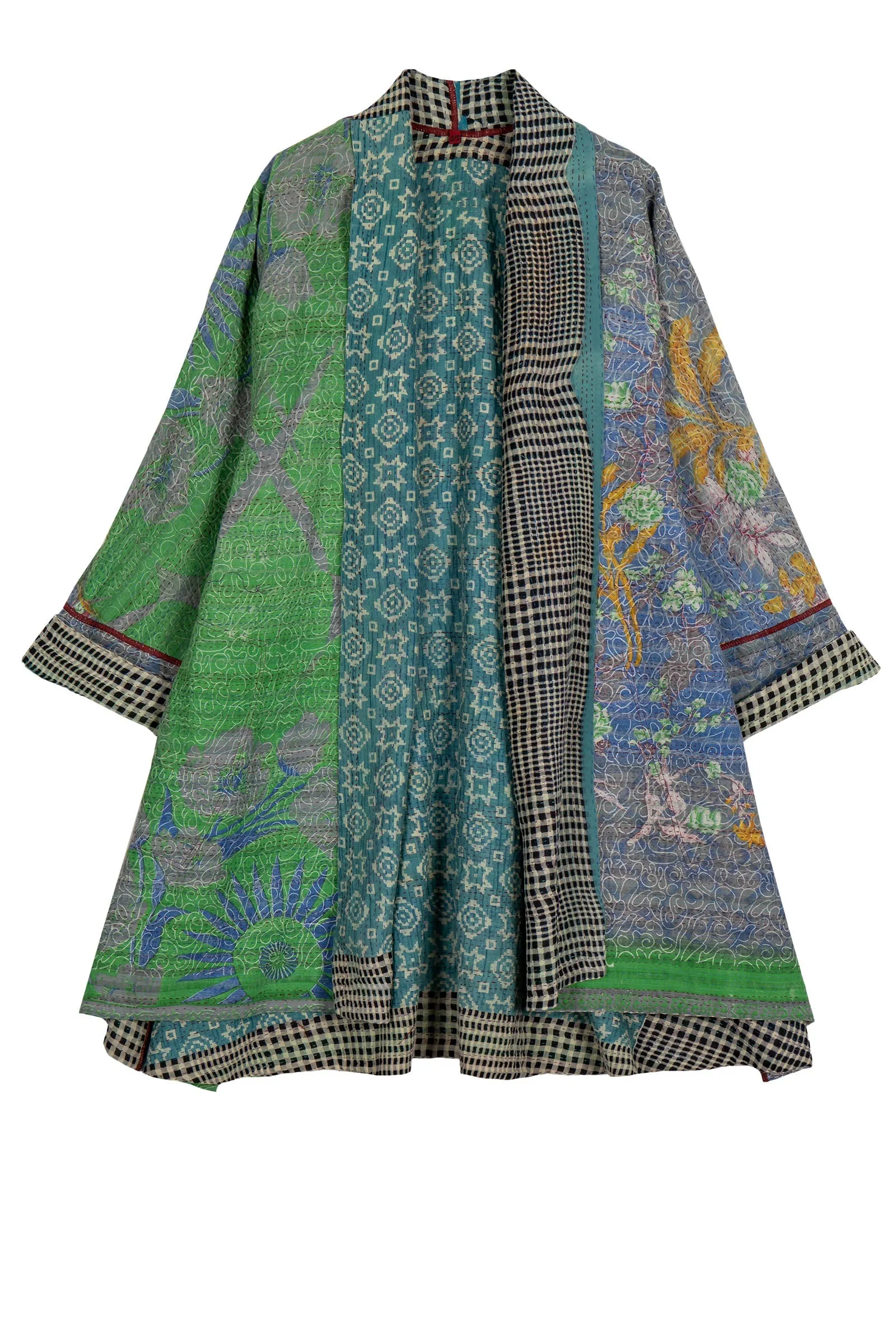 VINTAGE COTTON KANTHA KIMONO LONG JKT - cv2005-0077a -