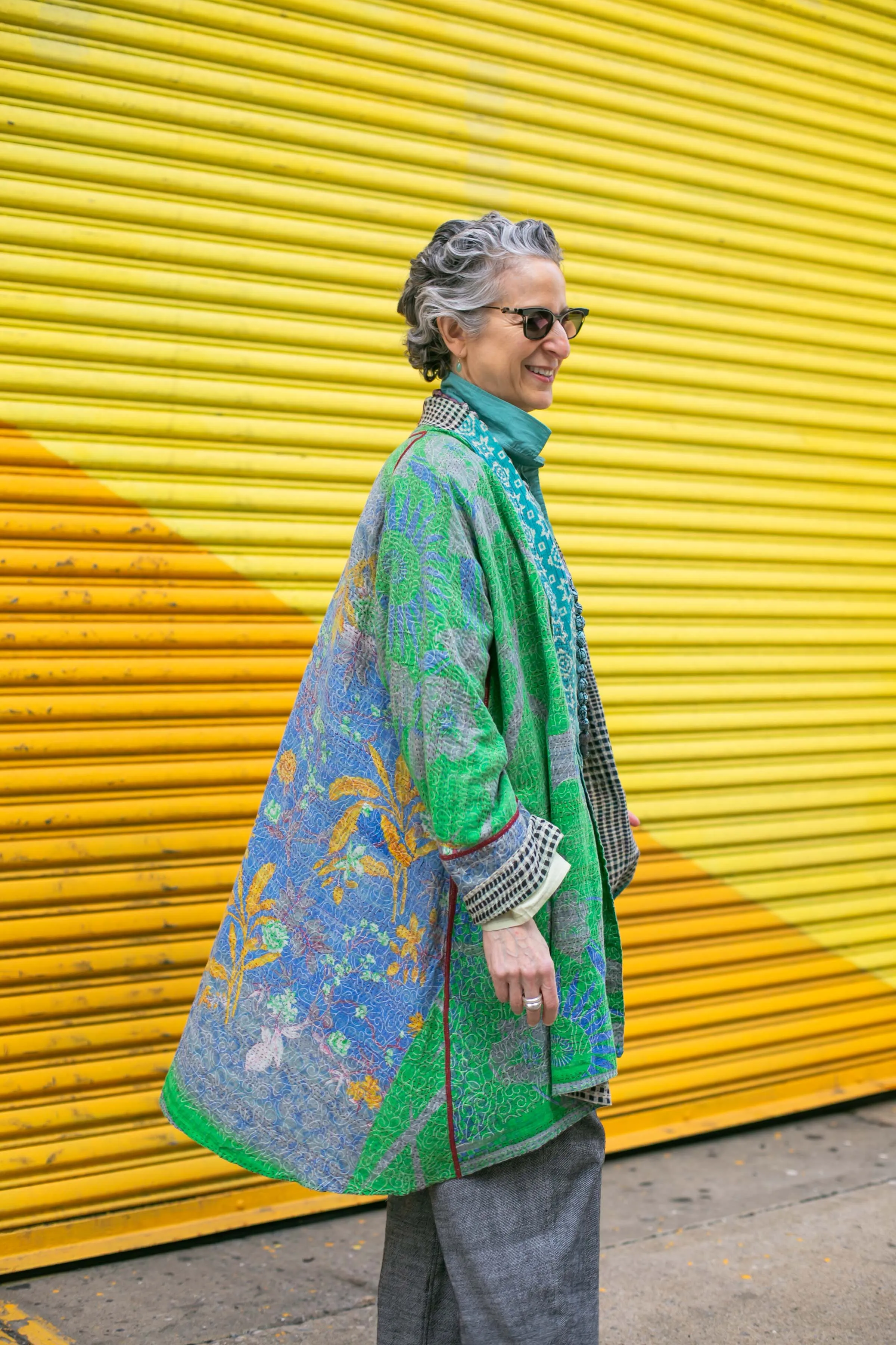 VINTAGE COTTON KANTHA KIMONO LONG JKT - cv2005-0077a -