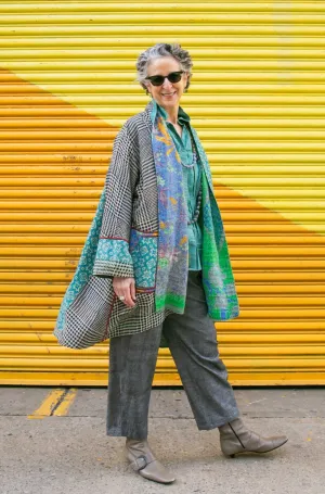 VINTAGE COTTON KANTHA KIMONO LONG JKT - cv2005-0077a -