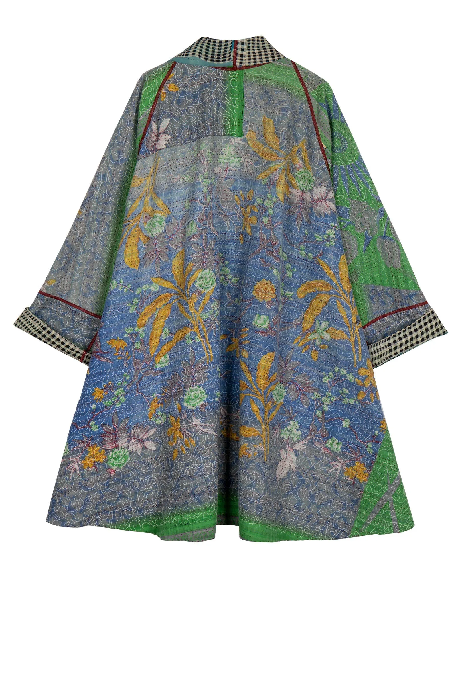 VINTAGE COTTON KANTHA KIMONO LONG JKT - cv2005-0077a -