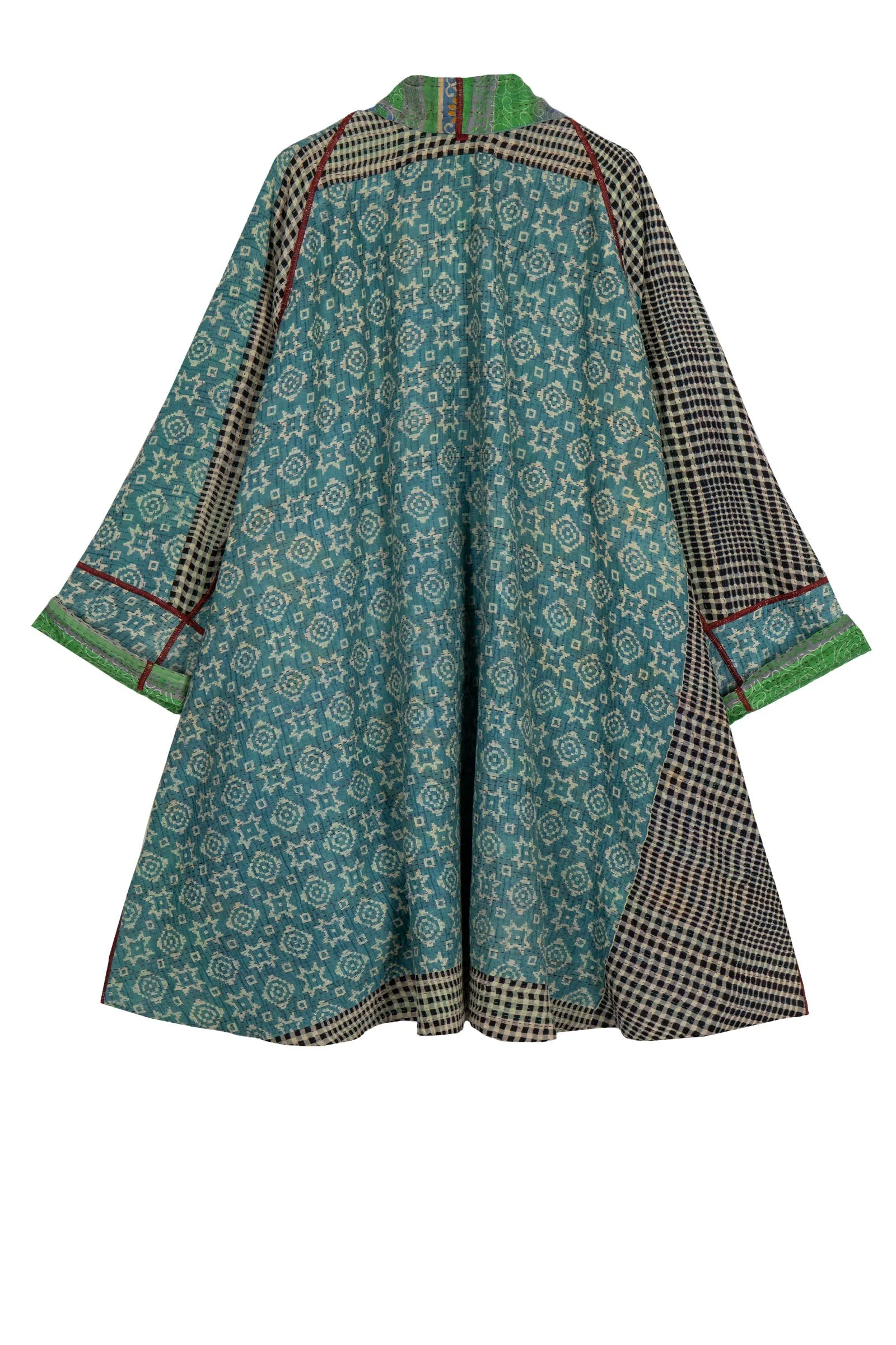 VINTAGE COTTON KANTHA KIMONO LONG JKT - cv2005-0077a -