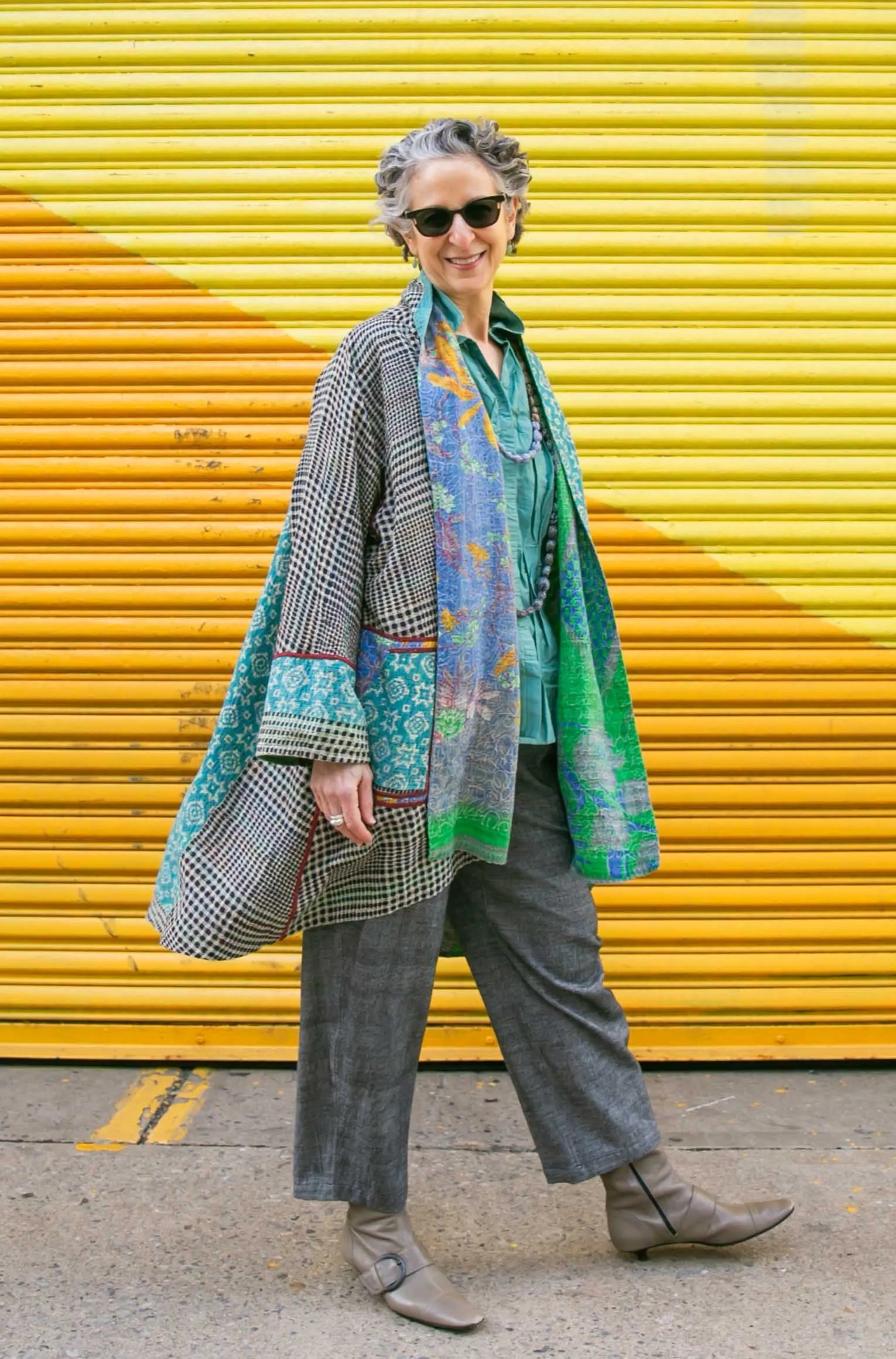 VINTAGE COTTON KANTHA KIMONO LONG JKT - cv2005-0077a -