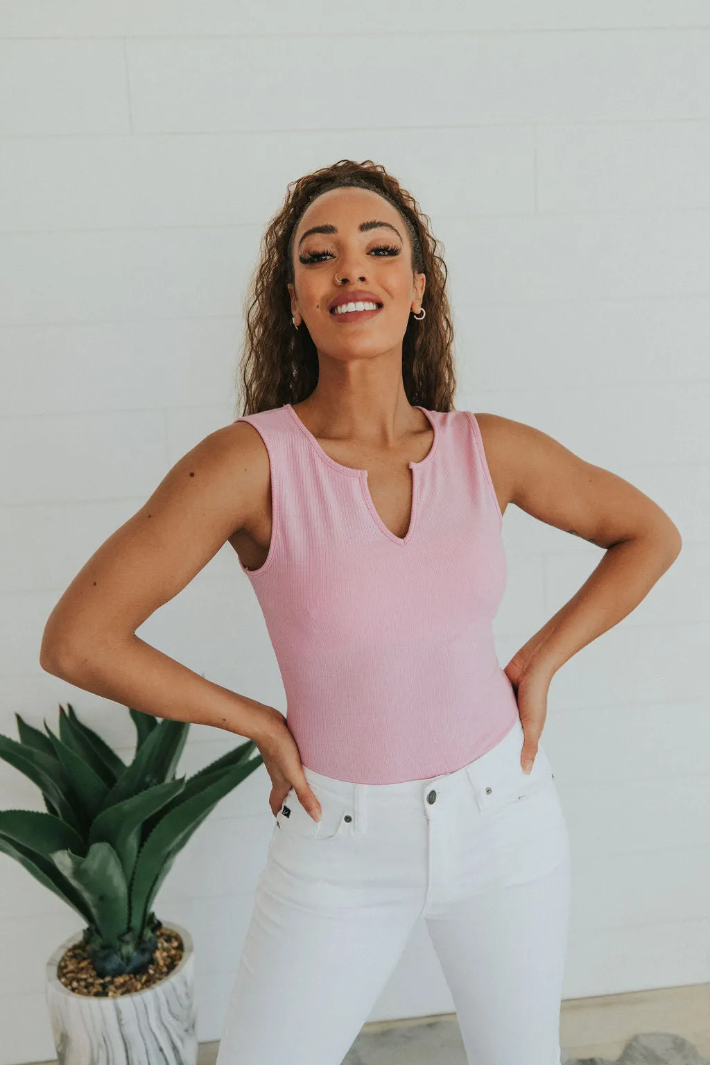 Wild Romance Ribbed Bodysuit- Pink