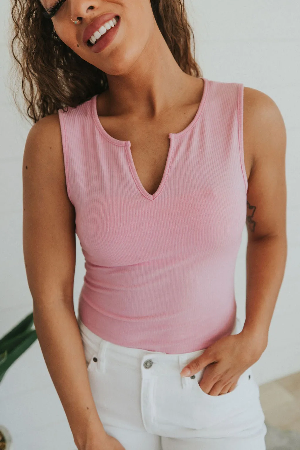 Wild Romance Ribbed Bodysuit- Pink