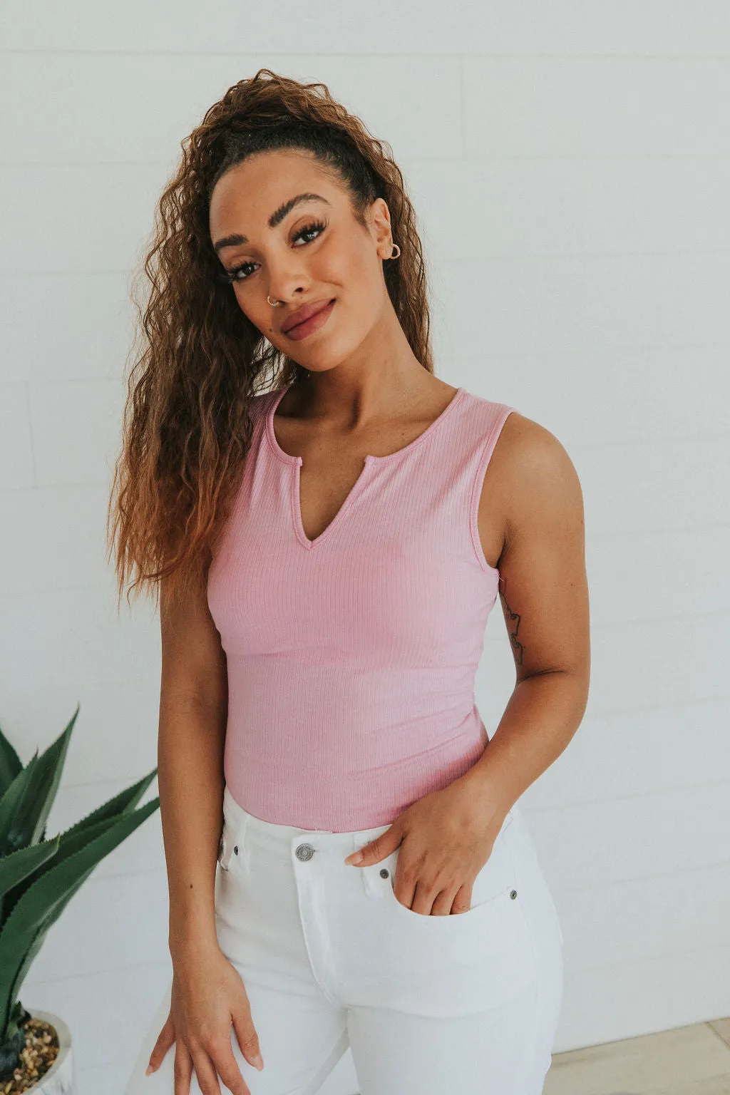 Wild Romance Ribbed Bodysuit- Pink