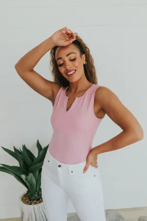 Wild Romance Ribbed Bodysuit- Pink