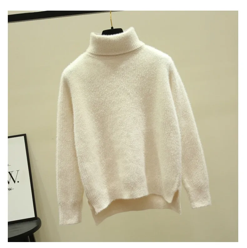 Women Knitted Turtleneck Knitwear Women Soft Thick Warm Pullover  Sweater Autumn Sweater Winter Clothes Casual Knitwear