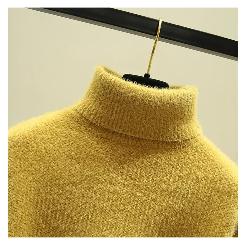 Women Knitted Turtleneck Knitwear Women Soft Thick Warm Pullover  Sweater Autumn Sweater Winter Clothes Casual Knitwear