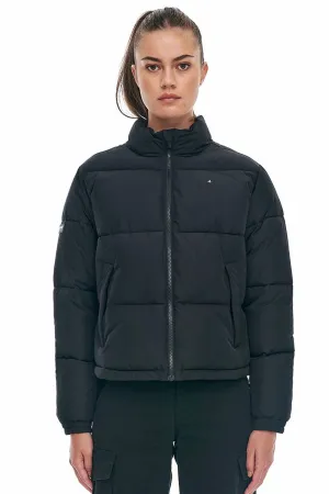 Womens Black Track Puffer Jacket