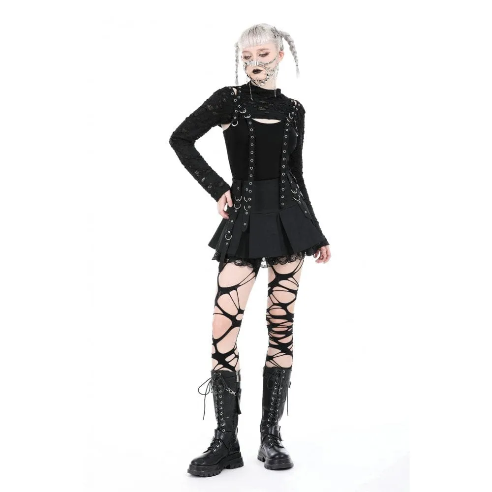 Women's Punk Eyelet Strap Ripped Cape