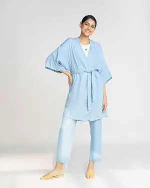Wrapped in Happiness Blue Kimono Overlay