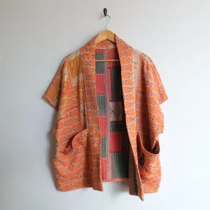 XXL Orange with Purple Flowers Anoushka Jacket SS030