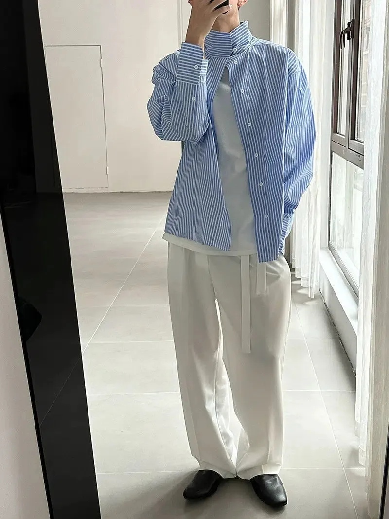 Zhou Timeless Striped High-Neck Shirt